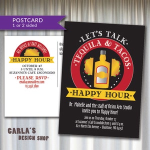 Let's Talk Tequila Tapas & Tacos Cartão postal Apreciação do cliente Happy Hour Reunião Gráfico de e-mail de convite para impressão