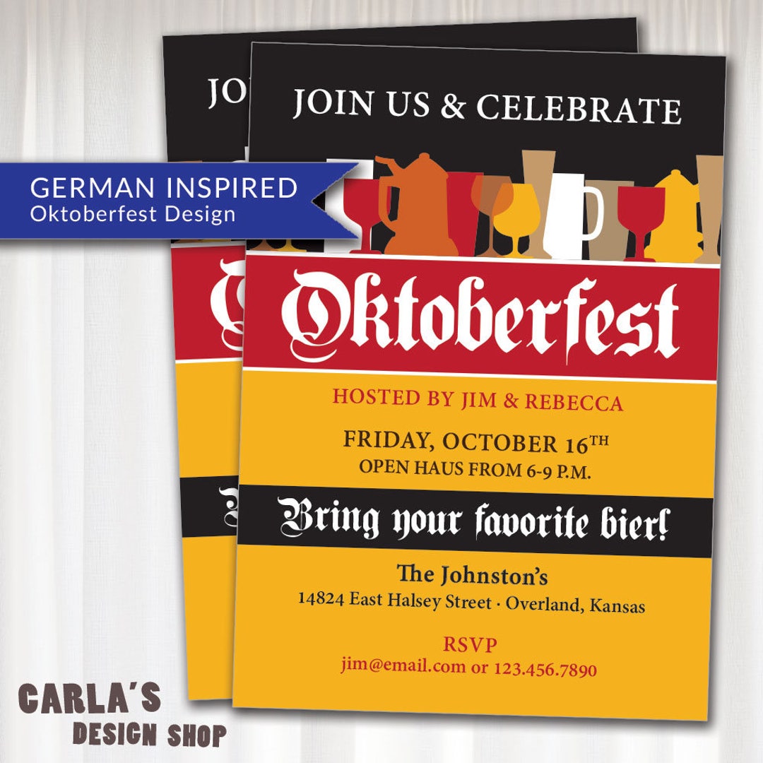 Oktoberfest PRINTABLE Invitation Fun Stein Design German Inspired - Etsy