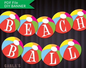 Beach Ball Pool Party Theme DIY Banner | Includes All Alphabet | Spell whatever you want!