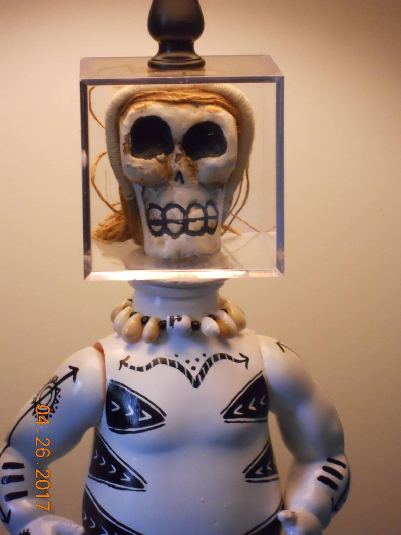 Skull Art Doll Lamp OOAK Handcrafted