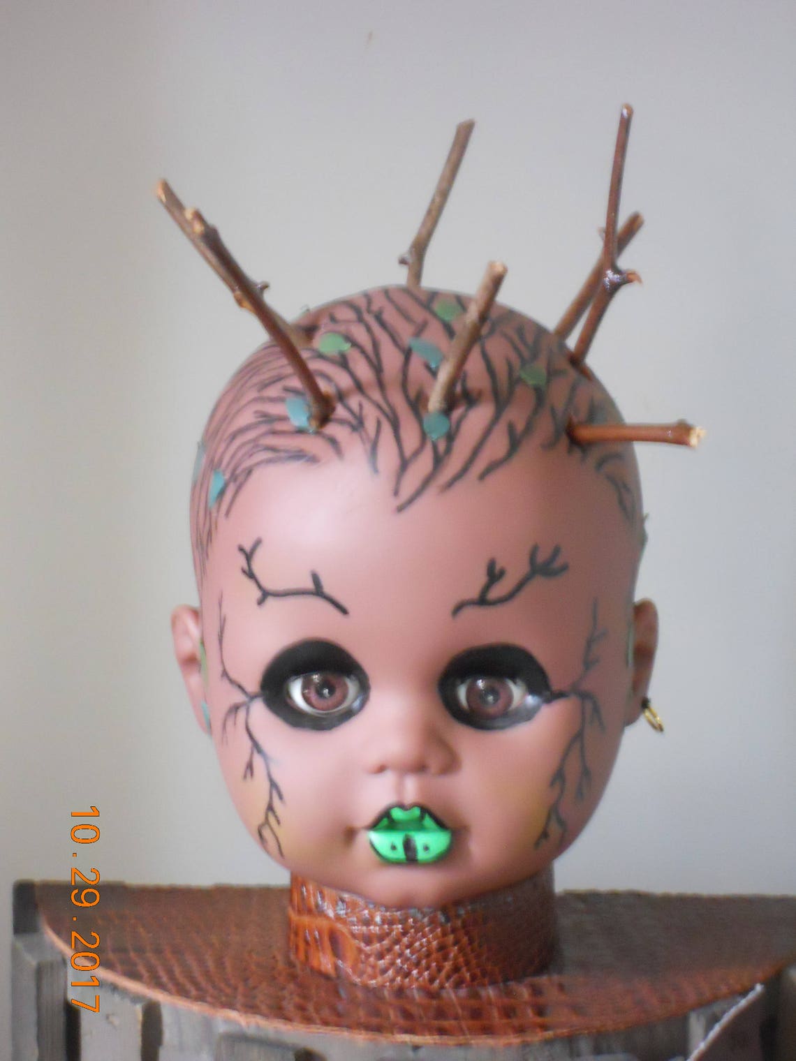 Art Doll Head Lamp With Wood Cage Handcrafted OOAK Mixed Media Etsy