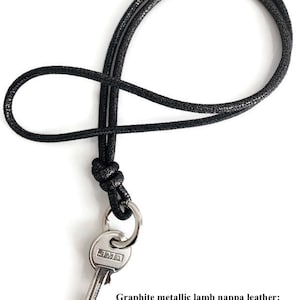 Lamb Nappa leather lanyard - spring ring clips