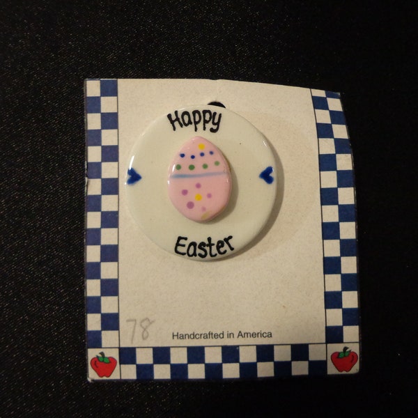 70's Happy Easter Pin, Handcrafted Easter Egg Pin