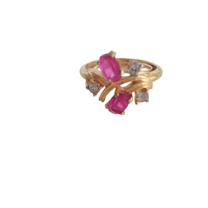 Bague rubis Avon vintage des années 70, bague rouge, pierre de naissance de juillet, taille 5/6