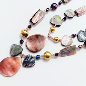Faux Mother of Pearl Double Strand Necklace
