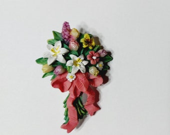 Vintage Floral Easter Pin, Spring Bouquet Pin