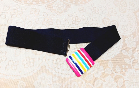 Navy Blue Stretch Belt, Blue Elastic Waist Belt W… - image 4