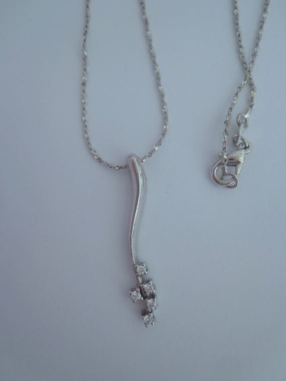 Faux Diamond Necklace,Sterling Silver Necklace Gem