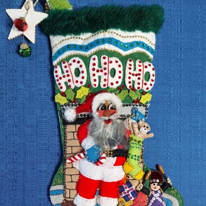 SALE Beautifully Lined Bucilla Christmas Stocking, Santa Stocking, Finished Stocking