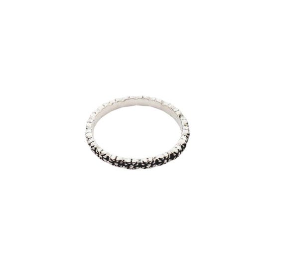 Sterling Silver Tiny Daisy Band, Stackable Ring - image 2