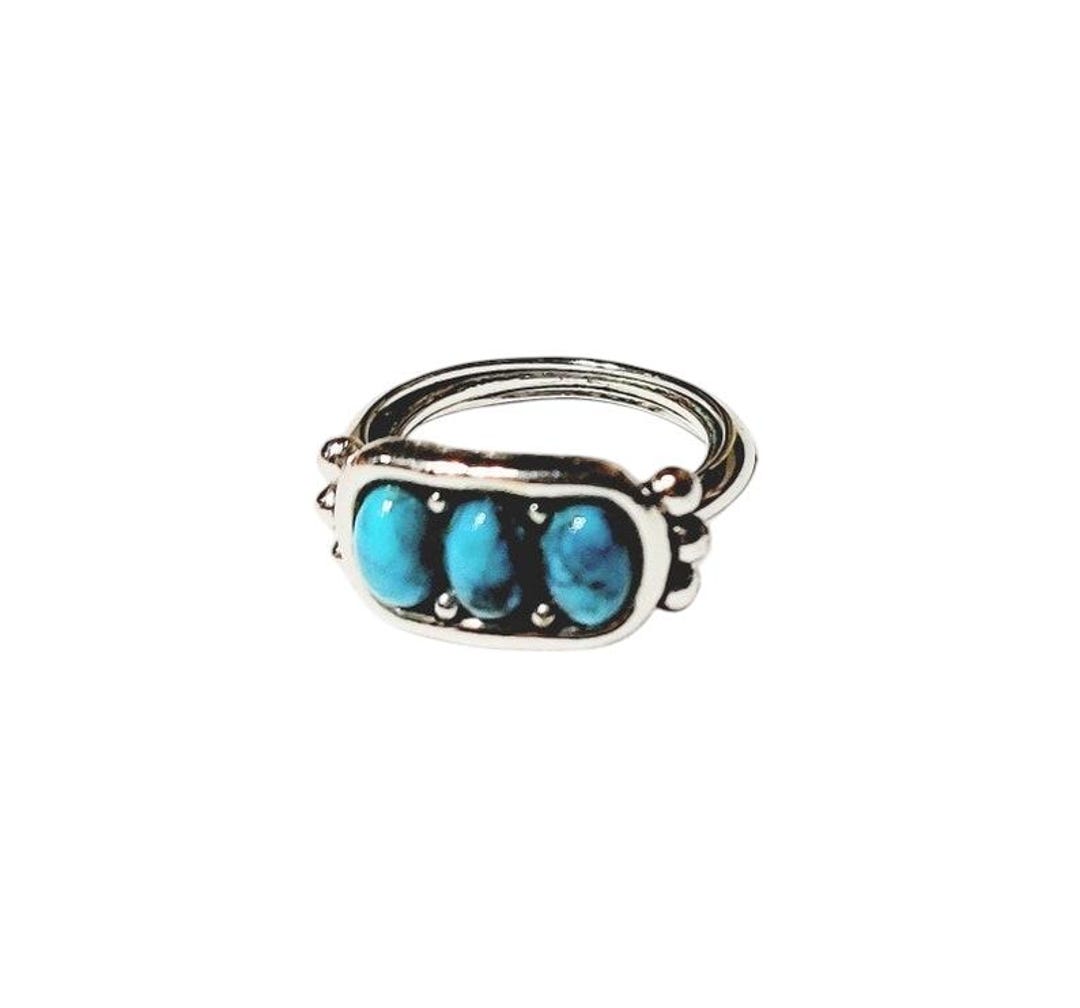 Vintage Avon 70's Silver Turquoise Ring, Desert Azure Turquoise Ring - Etsy