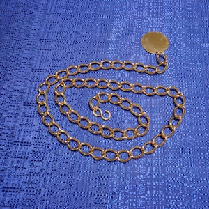 Gold Link Chain Belt with Gold Disk