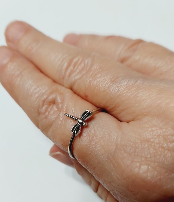 Sterling Silver Dragonfly Ring, Minimalist Ring - image 2