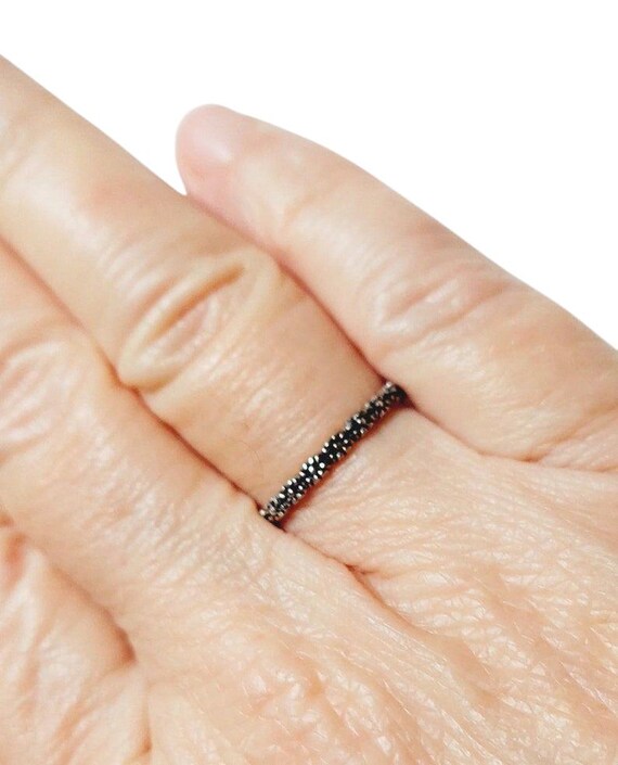 Sterling Silver Tiny Daisy Band, Stackable Ring - image 3