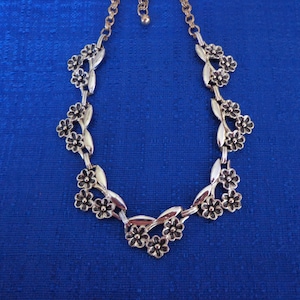 Judy Lee Black Enameled Flower Choker Necklace