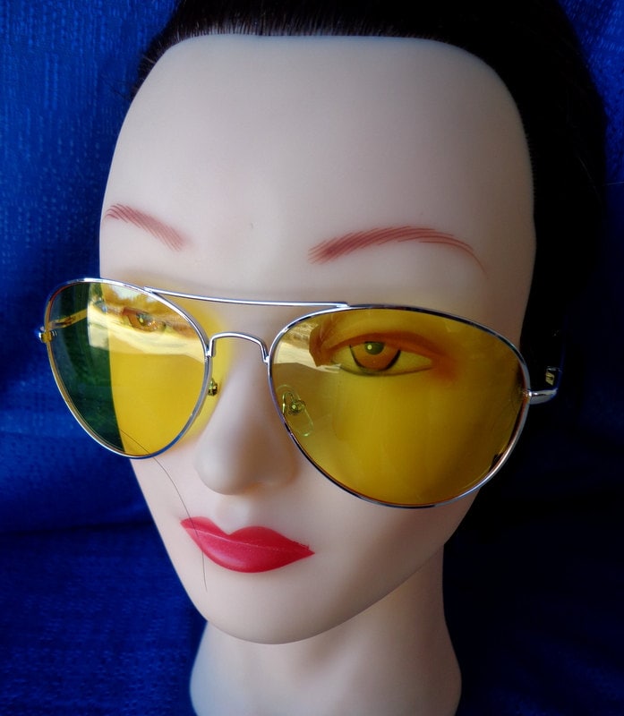 Vintage Night Driving Yellow Aviator Sunglasses,Silver or Gold Frame …