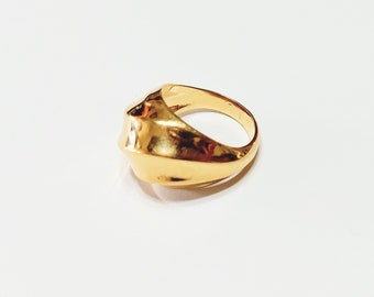 Gold Tone Chunky Dome Ring