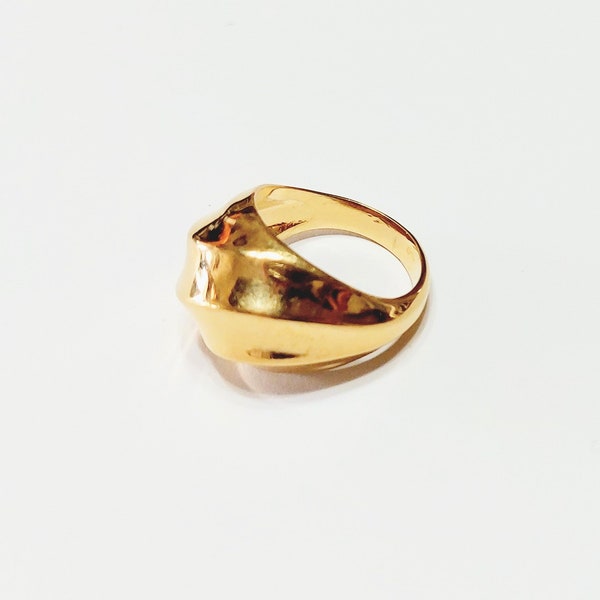 Gold Tone Chunky Dome Ring