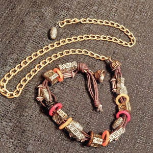 Colorful Beaded Belt, Boho Hippie Belt, Gold Chain Belt