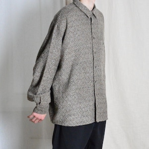 Vintage 90s Beige Grey Speckled Grunge Minimalist Long Sleeve Mens Shirt Size XXL