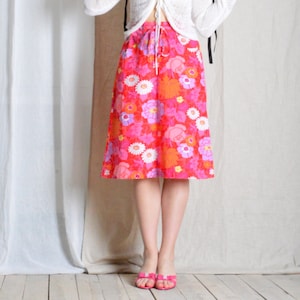 Vintage jaren 90 kleurrijke bloemenprint bloemen boho midi-rok taillemaat 25 in maat S (klein)