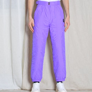 Spodnie zimowe unisex w kolorze fioletowej skorupy z lat 80. w pasie 26 cali, rozmiar XS