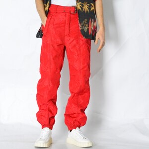 Spodnie narciarskie zimowe unisex z lat 80. w kolorze czerwonym, rozmiar 29 cali, rozmiar S