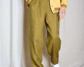 パンツ 90s vintage check cotton slacks c-boy Vintage 90s Check Pleated Cotton Pants, Faded Blue Grey, Waist 27