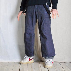 Y2K Marinblå Skid- och snowboardbyxor för vintern, cargobyxor, midjestorlek 68 cm, extra liten, XS