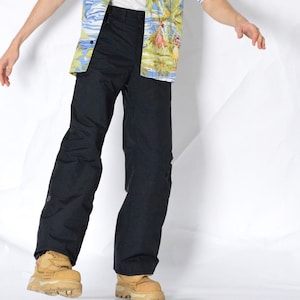Spodnie narciarskie i snowboardowe Y2K unisex, czarne, z powłoką, rozmiar talii 26 cali, XXS