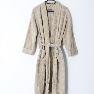 Y2K Beige Karo Minimal Handtuch Material Womens Shower Robe Größe S