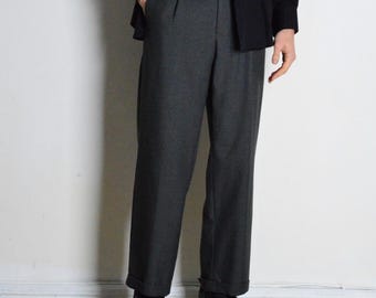 Vintage Mens Gray Wool Pants Size 34x26 | 1990s Pleated Trousers Vintage Mens Gray Wool Pants Size 34x26 | 1990s Pleated Trousers