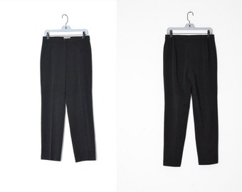 Vintage 90s Black Minimalist Pants Womens Preppy Trousers Waist Size 28 In Small