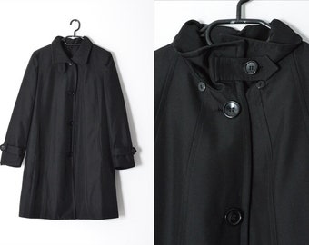 Y2K Black Minimalist Trench Coat Womens Jacket Size M