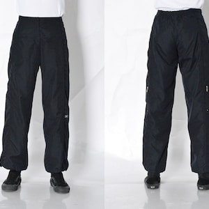 Vintage 90s Dark Gray Striped Wide Leg Womens Pants