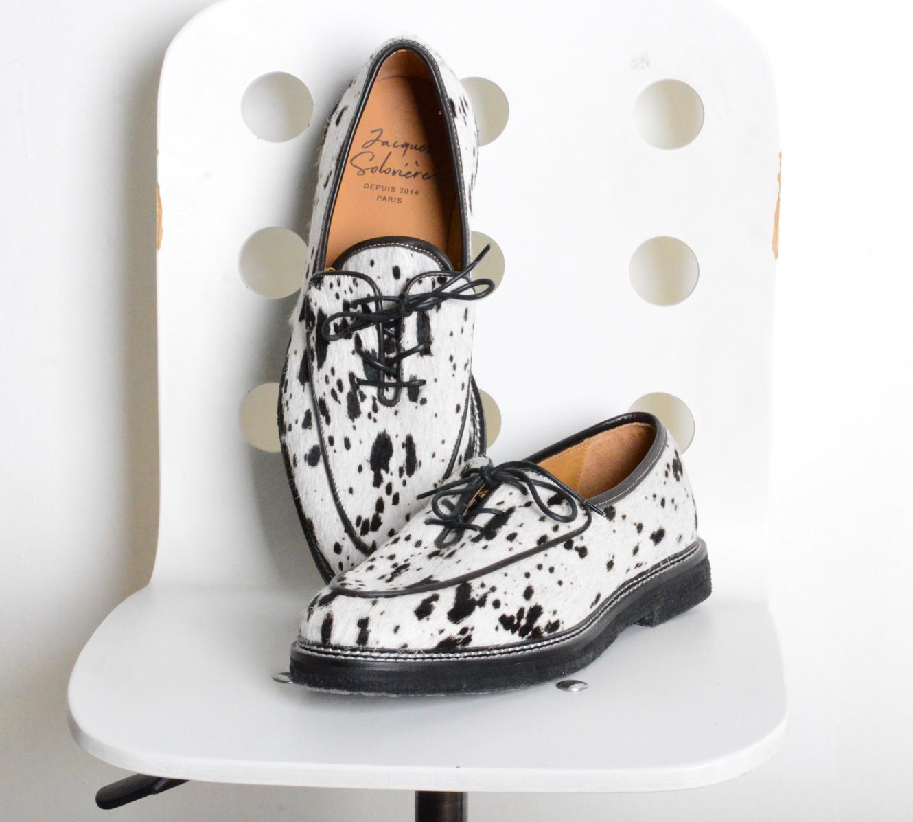 Y2K White Cow Print Hairy Calf Leather Loafers EU 44 UK 8.5 - Etsy