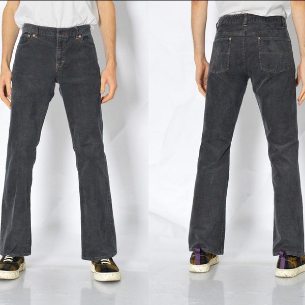 Y2K Gray Polo Ralph Lauren Corduroy Pants Mens Minimalist Trousers Waist Size 32 In 81 cm S