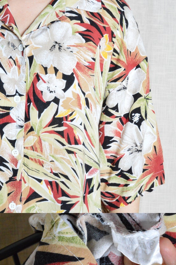Vintage 90s Colourful Flower Print Short Sleeve Shirt Size M -   Australia