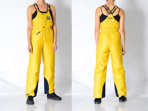 Vintage 90s Yellow Shell Ski Dungarees 