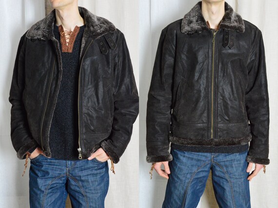 ジャケット・アウター bajra rabbitfur leathercoat 90s archive archive 90s grunge far leather jacket