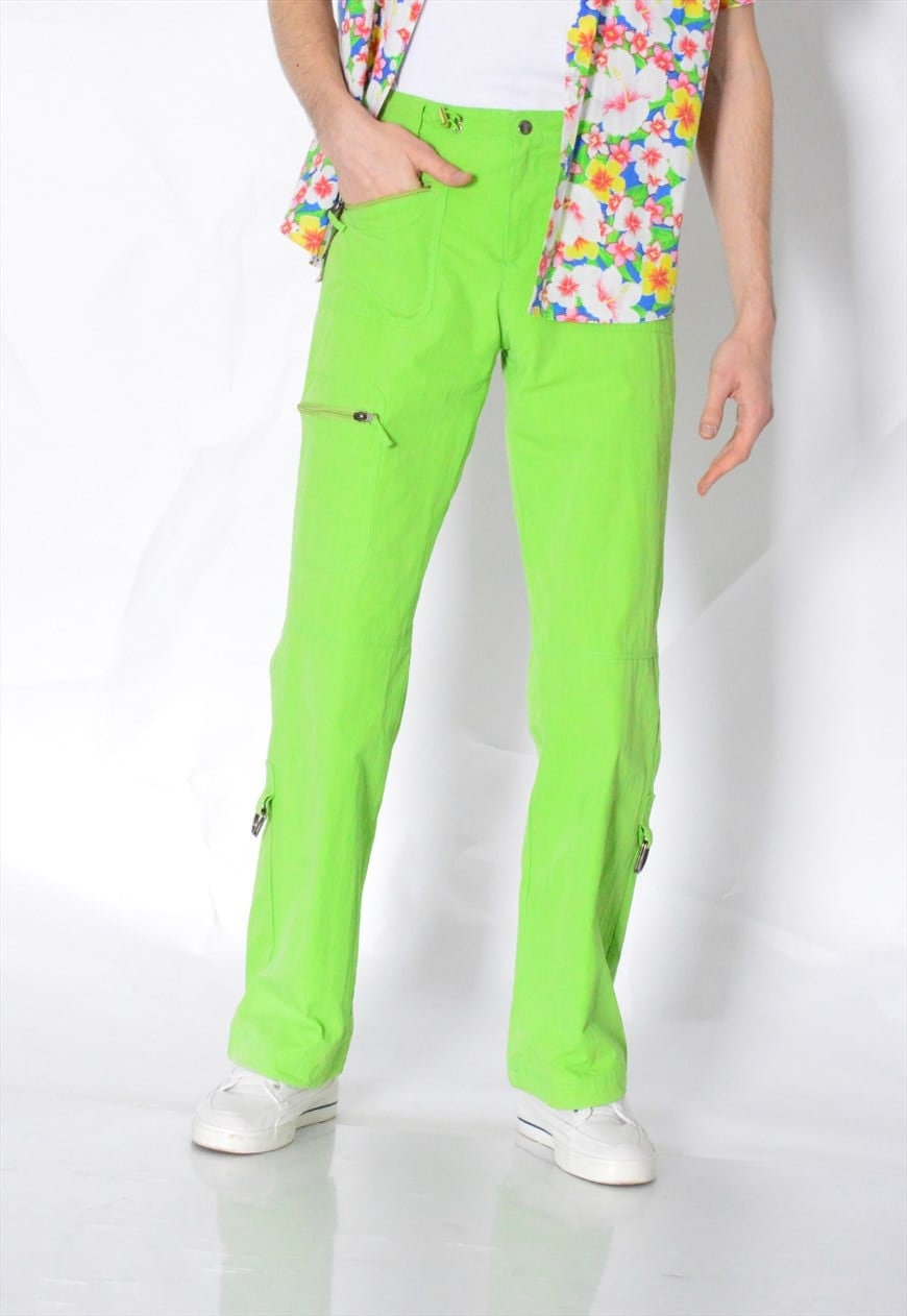 Neon Lime Green & Yellow Men's RECYCLED Joggers / ECO Festival Pants - Etsy