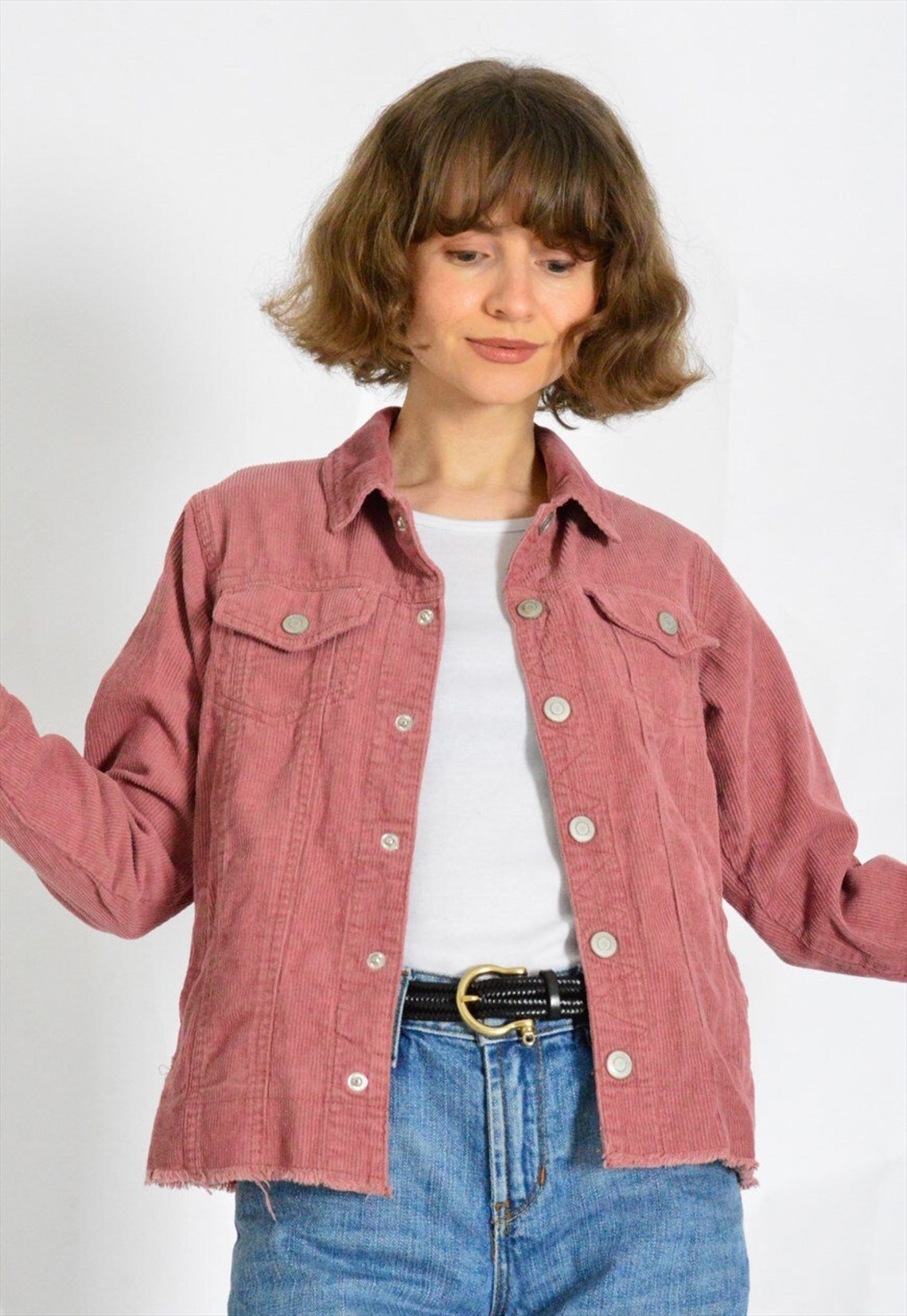 Y2K Blush Pink Corduroy Womens Jacket Petite Size XXS Etsy