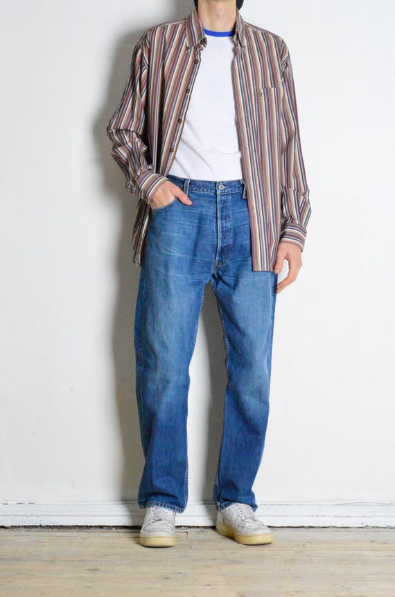 Y2K Levis 501 Faded Blue Grunge Mens Jeans Pants Waist Size 34 in