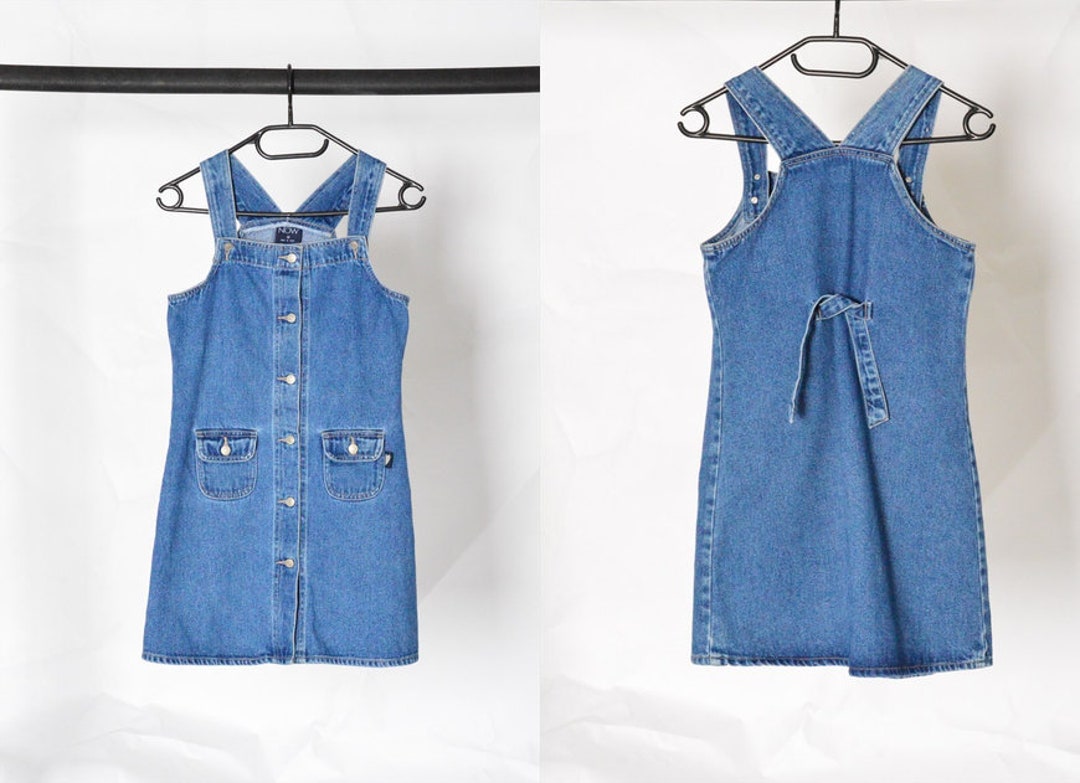 Y2K Blue Denim Dungaree Mini Dress Petite Size XS - Etsy