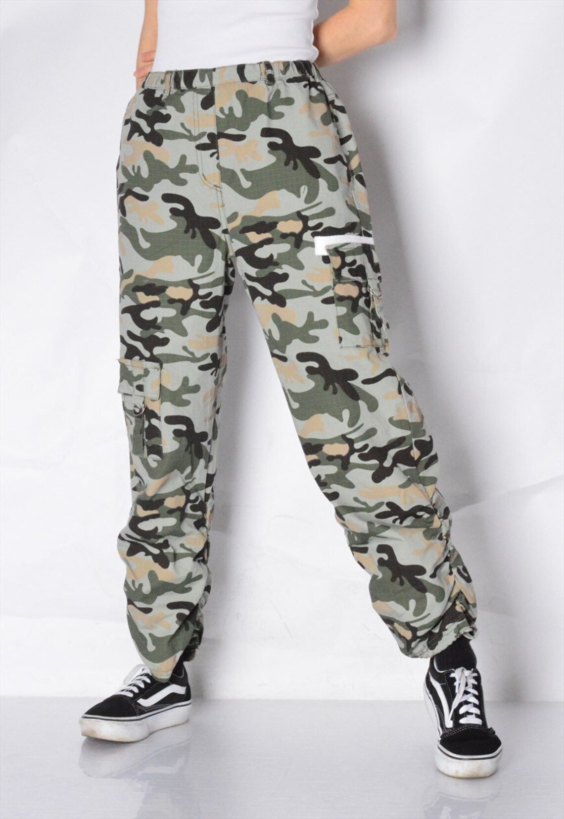 Y2K Vintage Khaki Camo Print Cargo Womens Pants Petite - Etsy