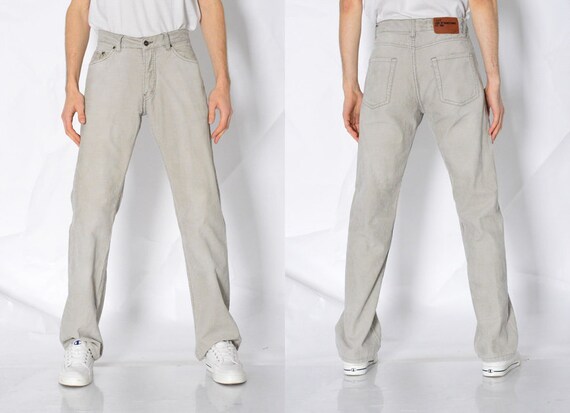 Y2K Beige Corduroy Pants Mens 