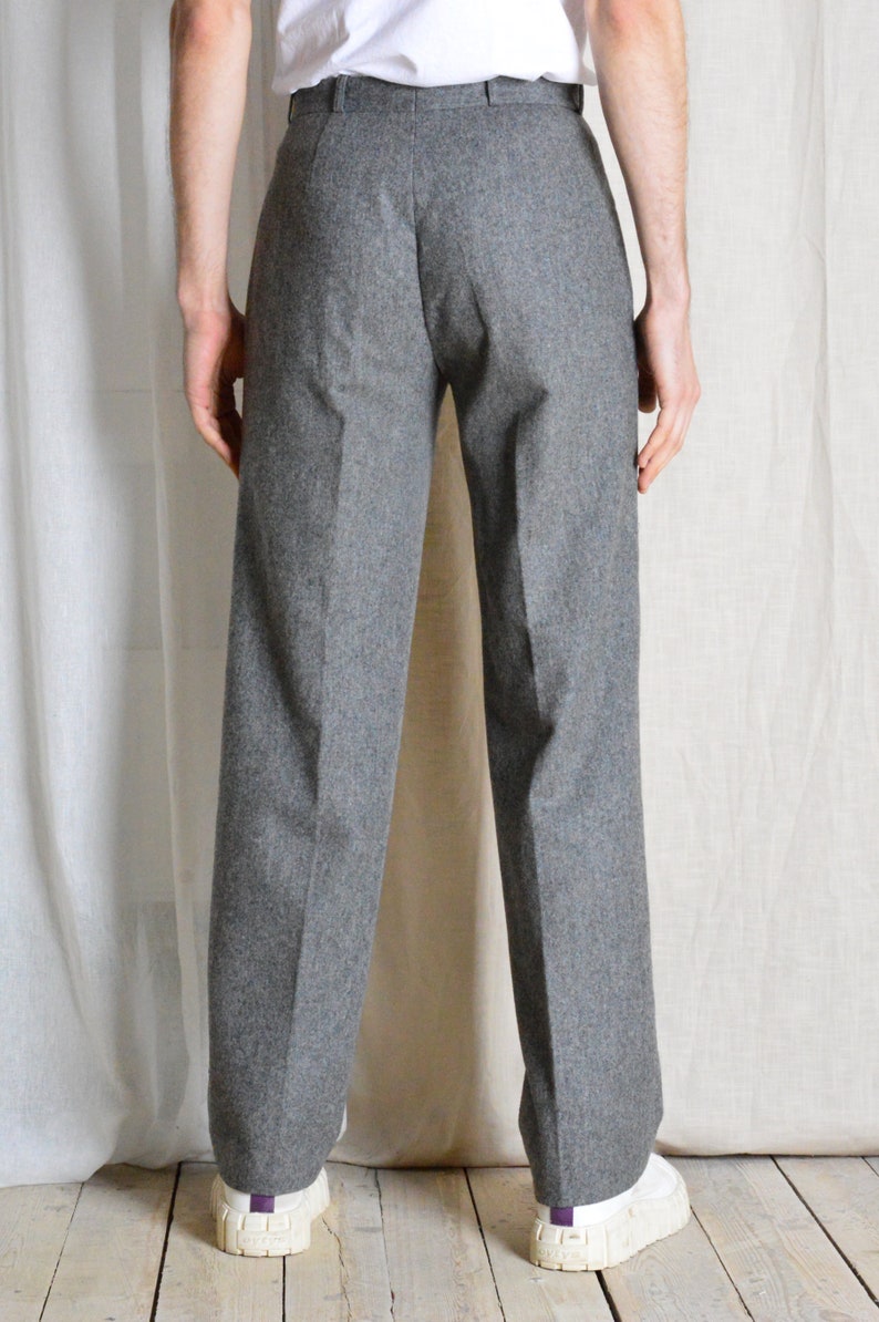 Vintage des années 90 gris minimaliste laine plissé pantalon pour homme taille 27 po image 4