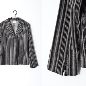 Vintage 90s Gray Striped Grunge Blazer Style Womens Jacket Size M