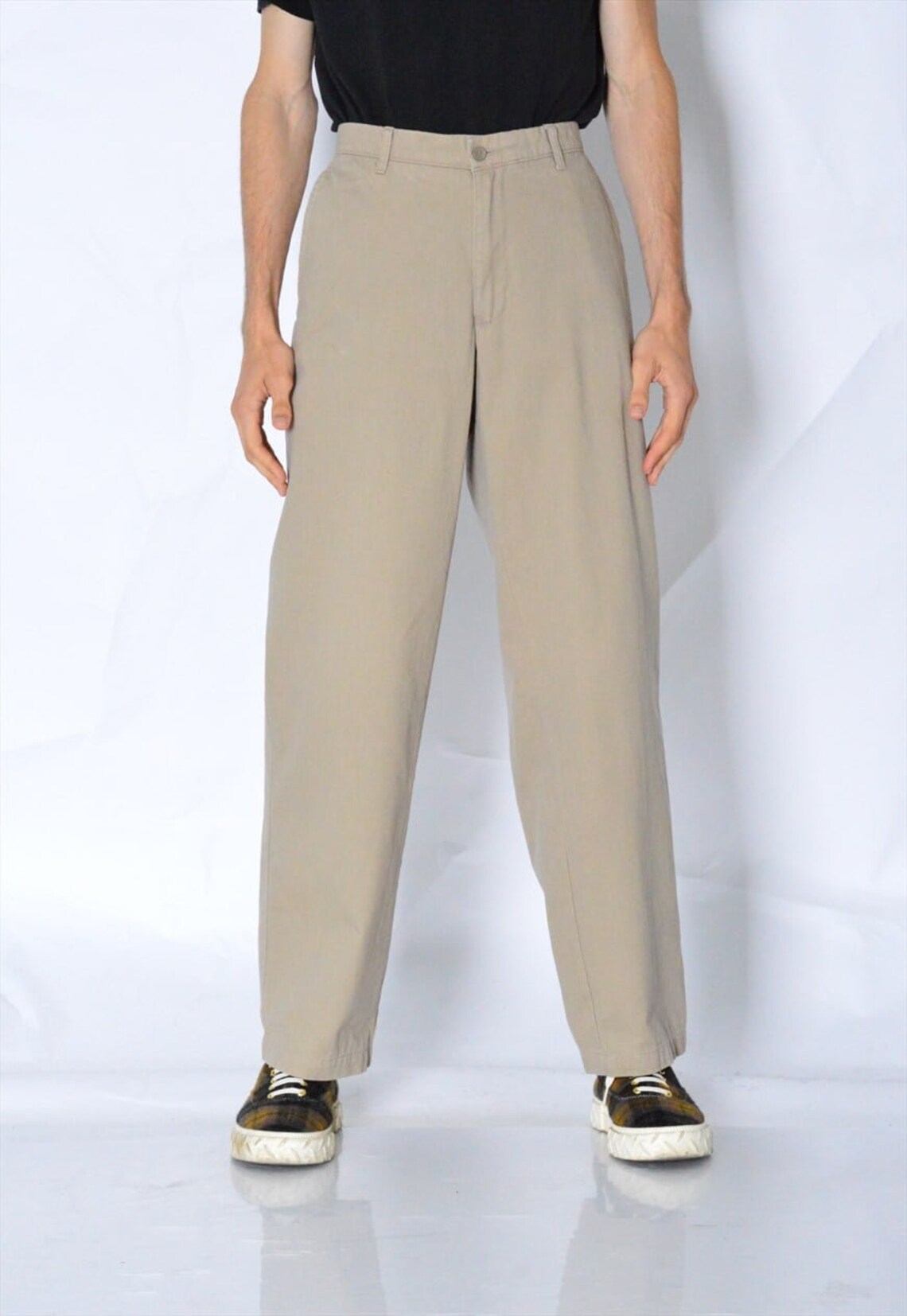 Vintage 90s Beige Chinos Pants Mens Minimalist Trousers Waist | Etsy