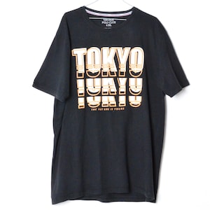 Y2K Black Graphic Tokyo Japan Mens T-Shirt Size XXXL